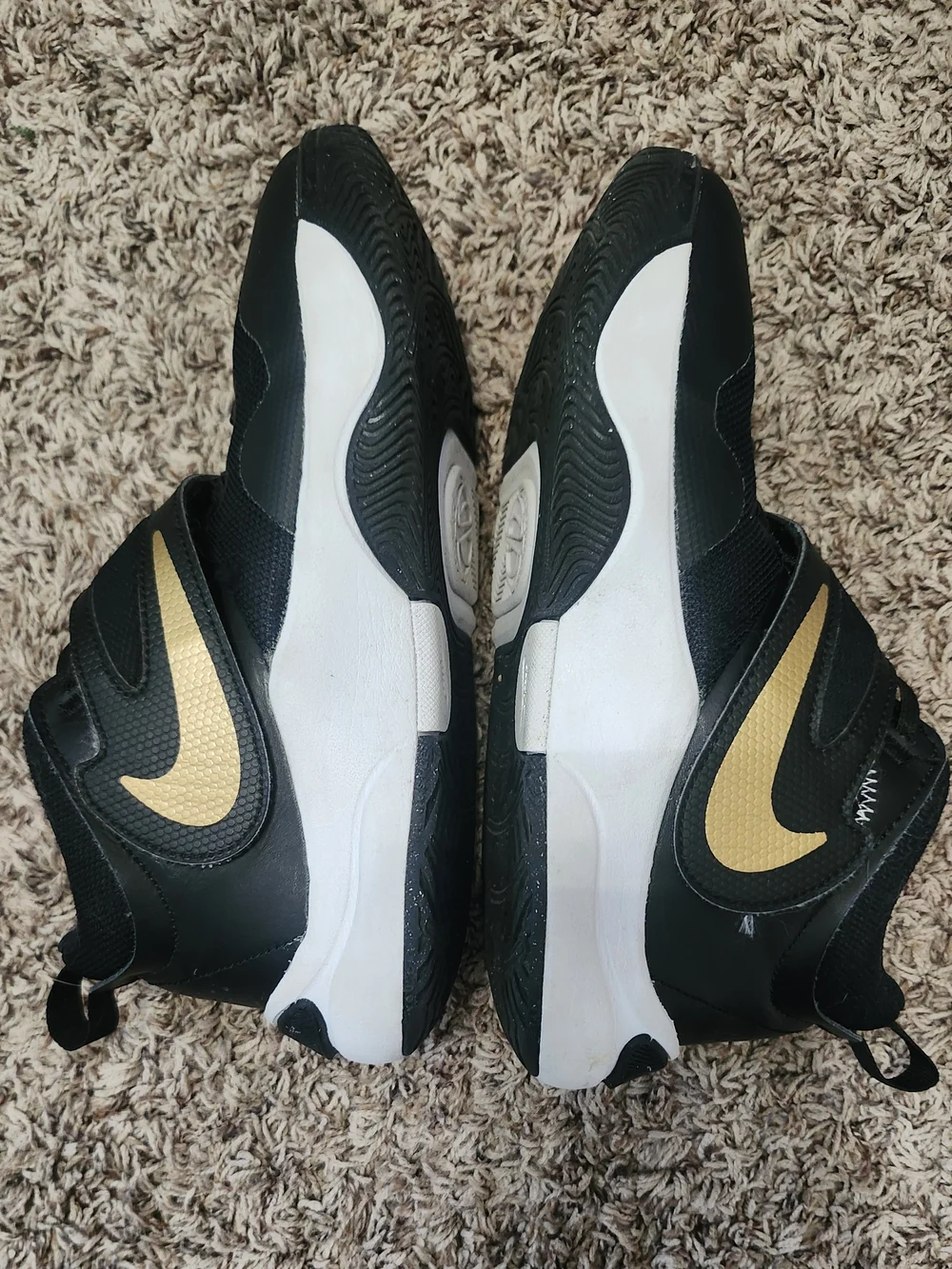 Nike 6.5Y  Black and Gold Velcro Athletic Sneakers